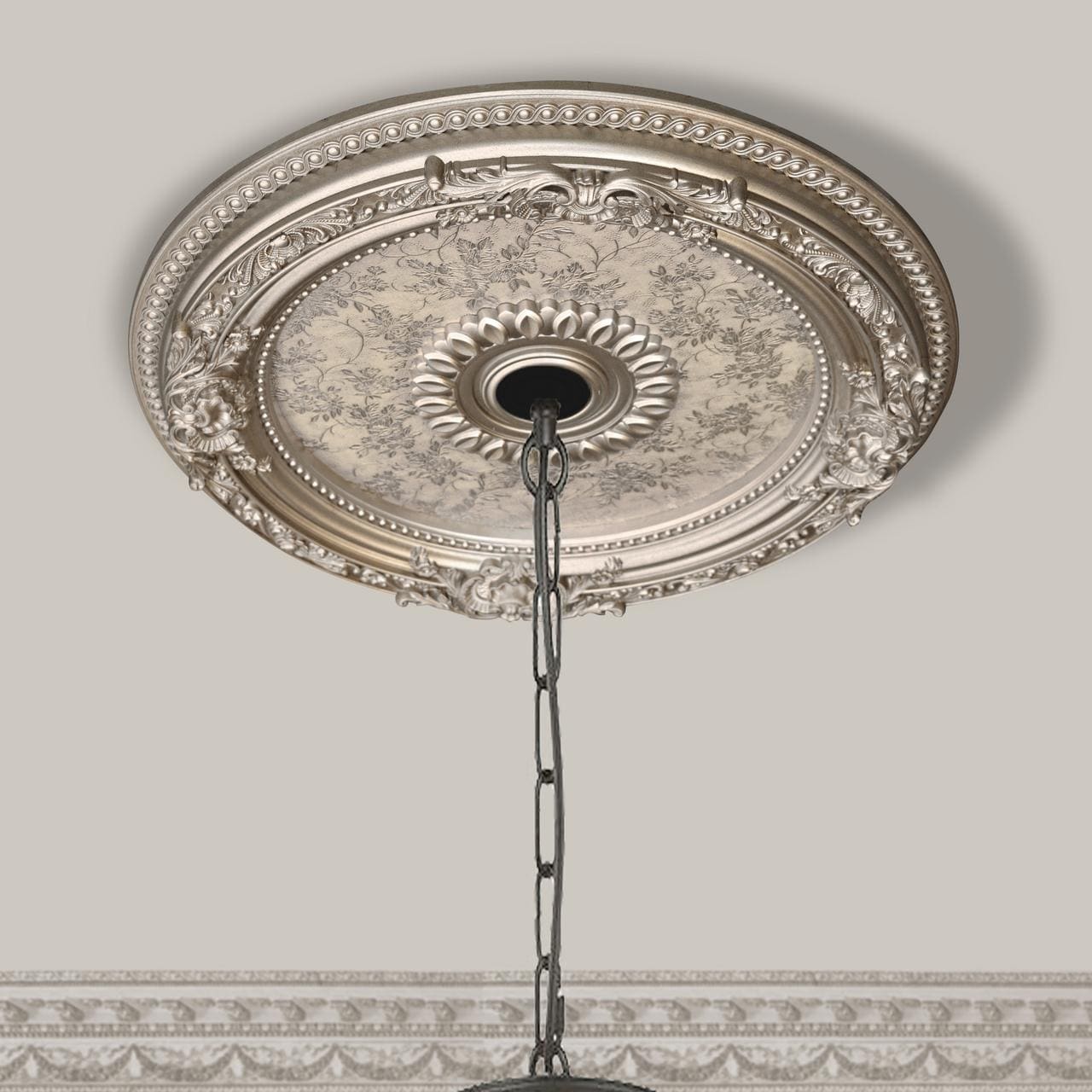 Petite Round Champagne Ceiling Medallion 24 Statue